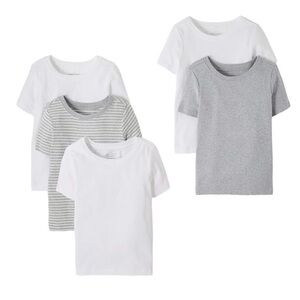 NWT Hanna Andersson 5 Pack Organic Cotton White and Gray T-Shirt Pack